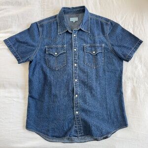 Tecovas Men's Short Sleeve Denim Pearl Snap Shirt